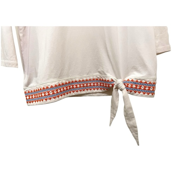 💜 Bundle Sale 3/$10 Spartina 3/4 Sleeve Top Front Tie Detail Embroidered, M - Picture 2 of 8